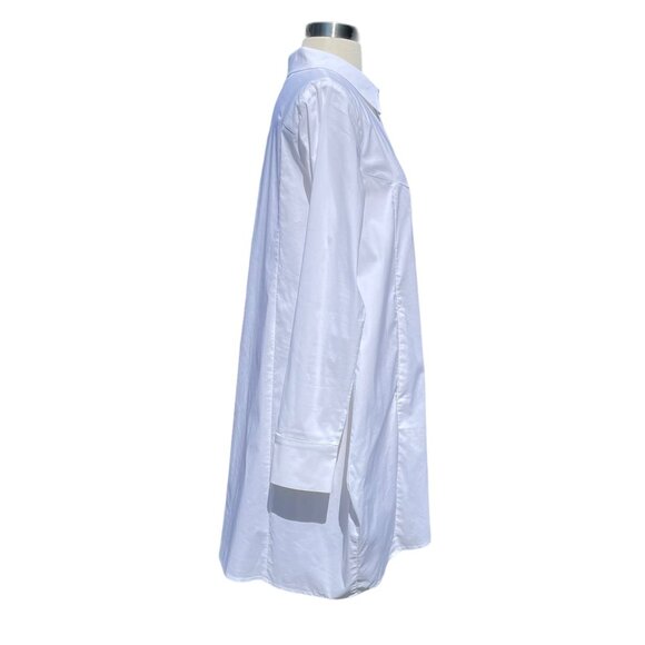 Demoo Parkchoonmoo White Shirt Blouse Tunic Asymmetric Cotton Blend Pockets - Picture 4 of 5